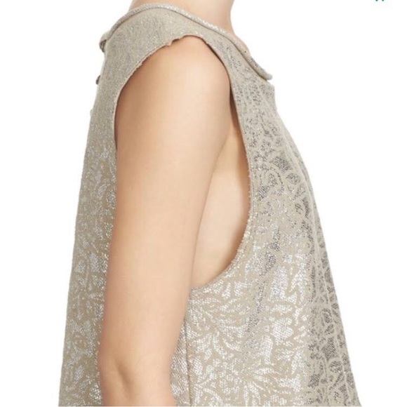 free people Silver and Tan Knit Button Back Sleeveless Knit Crop Top - Picture 5 of 12